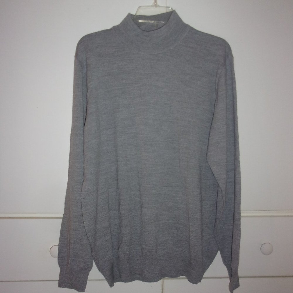 SARAR Gray Wool Blend Mock Turtleneck Sweater